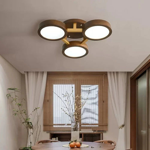 lustre led moderne en bois pour décoration intérieure - vue 3 sur 9