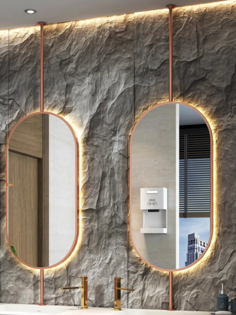 miroir ovale suspendu moderne avec éclairage led pour décoration intérieure