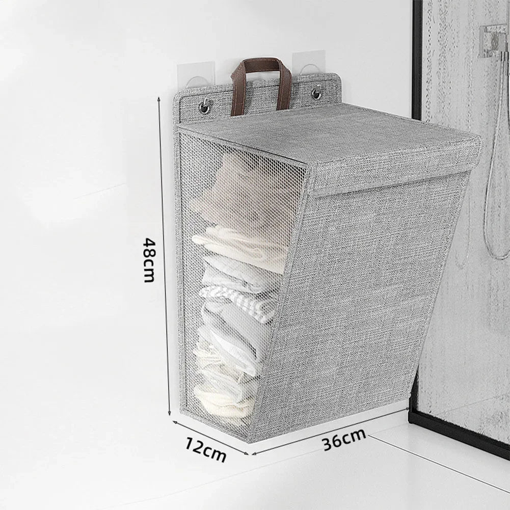 panier à linge adhésif pliable mural multifonctionnel pour vêtements - vue 8 sur 10