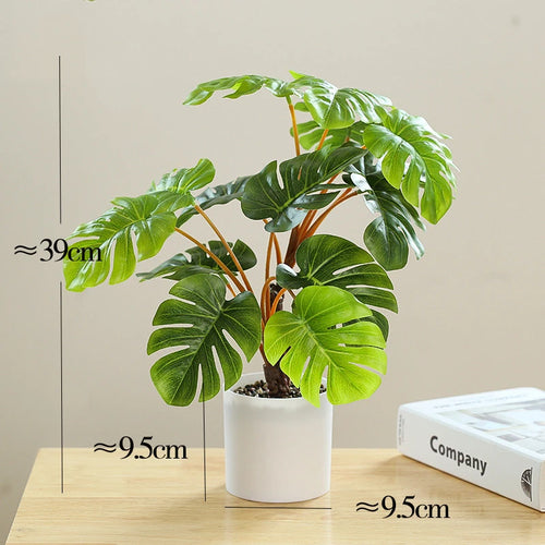 plante artificielle en pot bambou monstera pour décor bureau et maison - vue 12 sur 14