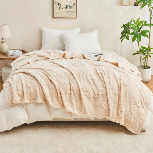 plaid sherpa jacquard motif carreaux doux salon chambre - vue 5 sur 6