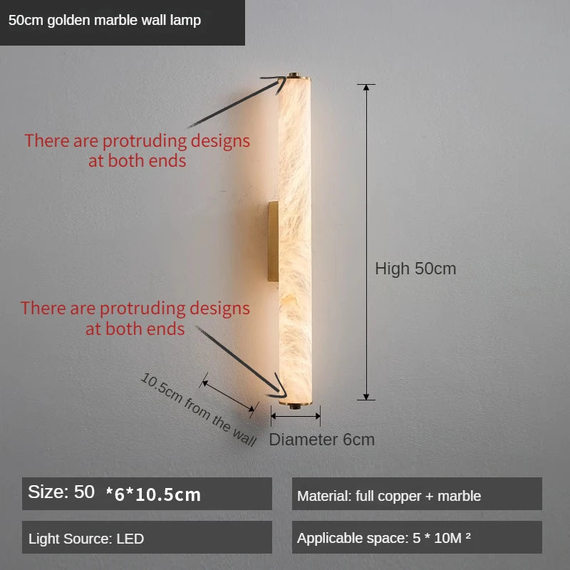 applique murale led en cuivre et marbre moderne luxe éclairage intérieur - vue 14 sur 14