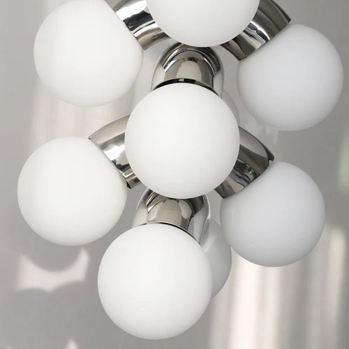 suspension en métal et verre blanc pour intérieur moderne - vue 6 sur 8