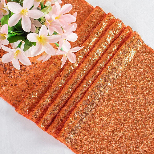 Chemin de table orange paillettes décoratif fête mariage