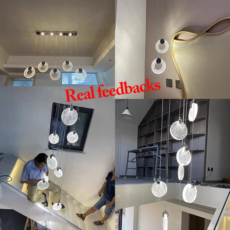 lustre suspendu en cristal led nordique pour intérieur