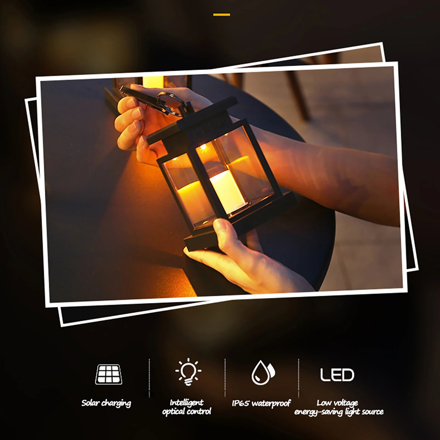 Lampe solaire bougie lanterne jardin étanche noël - vue 3 sur 7