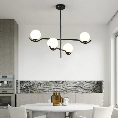 lustre design moderne en verre et métal luminaires suspendus - vue 3 sur 9