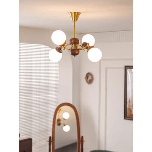 lustre en bois et verre style rétro américain pour cuisine et restaurant
