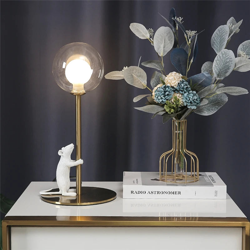 lampadaire moderne souris en résine lampe à LED décoration créative - vue 5 sur 8