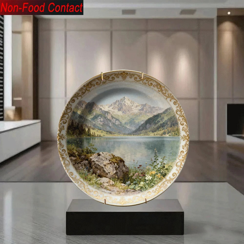 Assiette murale décorative céramique motif paysage élégant - vue 4 sur 5