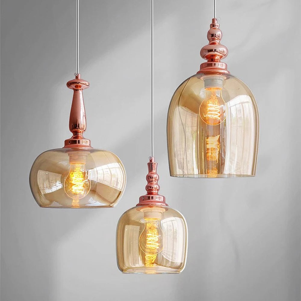 suspension rétro en verre style loft nordique décoratif pour intérieur - vue 6 sur 9