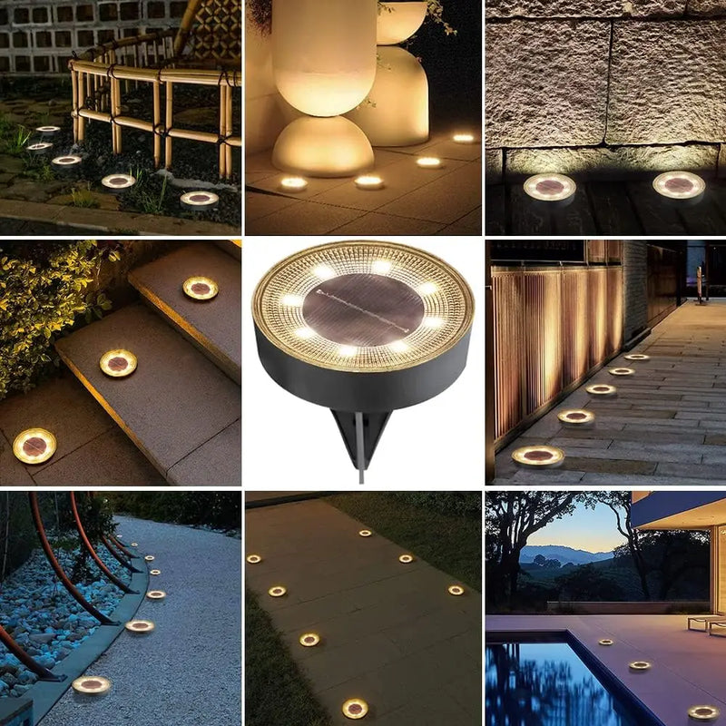 IP68 LED étanche extérieure énergie solaire lumière au sol contrôle de l'éclairage chemin pont lumières cour allée pelouse jardin décoration lampe