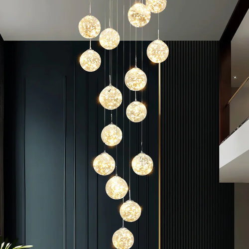 lustre moderne en colimaçon avec éclairage led et boule de cristal - vue 3 sur 16