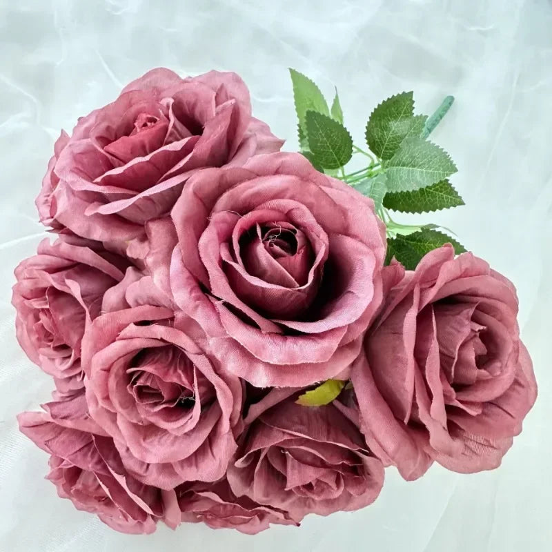 bouquet de roses artificielles en soie pour décoration intérieure - vue 17 sur 28