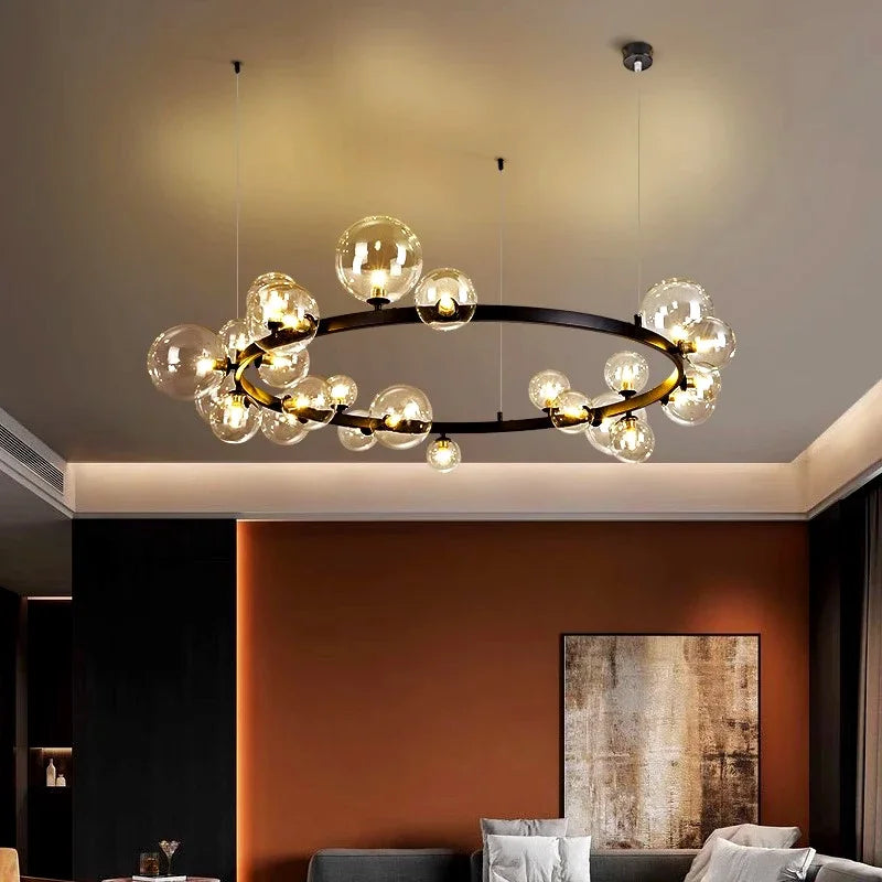 lustre nordique en verre design pour un éclairage élégant - vue 3 sur 8