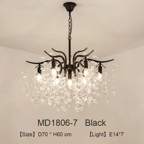 lustre nordique led en cristal de luxe décoration - vue 10 sur 14