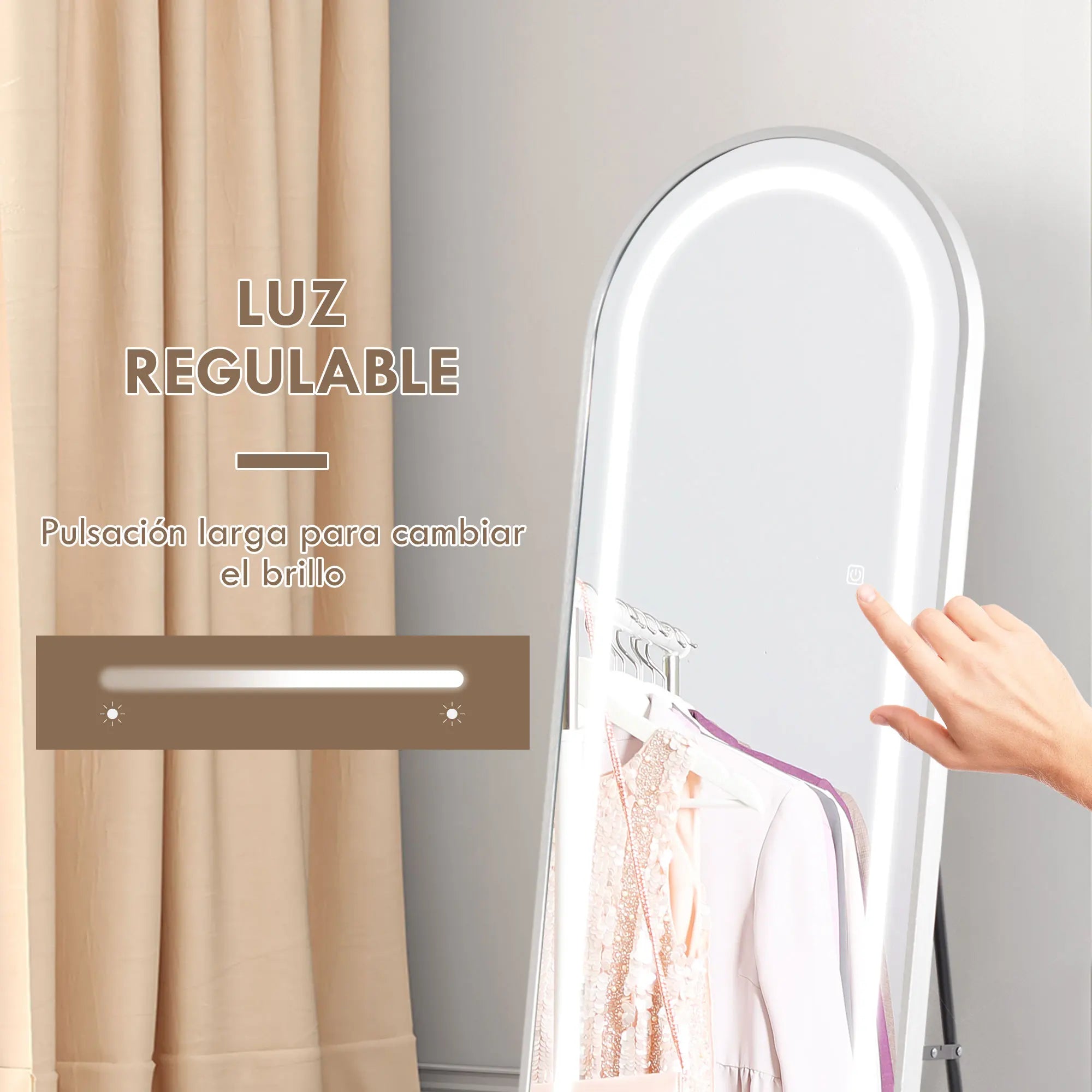 miroir intégral avec éclairage led cadre aluminium moderne - vue 7 sur 7