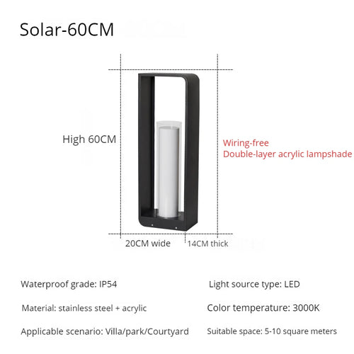 Lampe de jardin moderne solaire LED clôture lumière IP54 extérieur étanche ambiance éclairage pelouse lumières Villa cour décor lampadaires - vue 20 sur 21