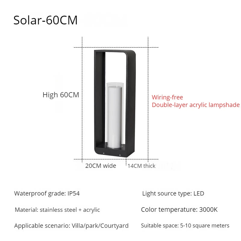 Lampe de jardin moderne solaire LED clôture lumière IP54 extérieur étanche ambiance éclairage pelouse lumières Villa cour décor lampadaires - vue 20 sur 21