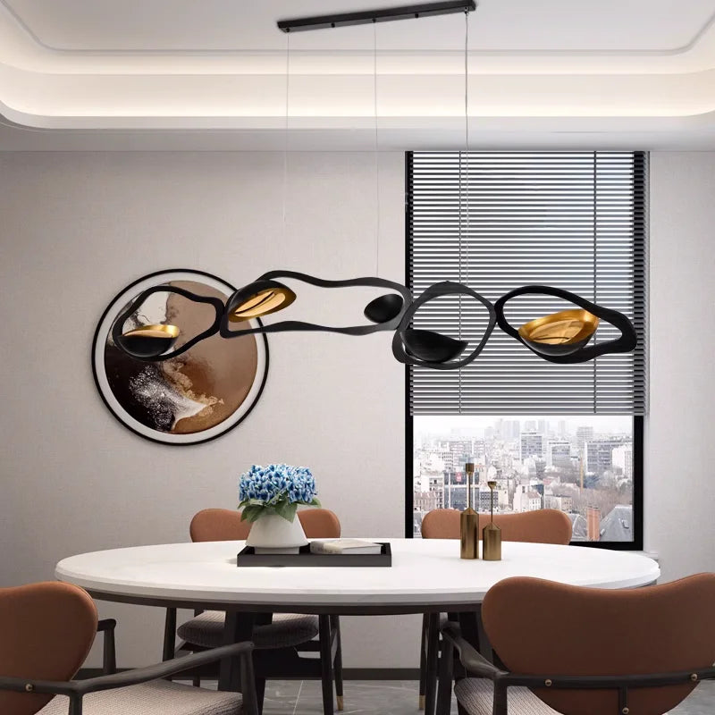Lustre design noir et cuivré moderne - vue 4 sur 9