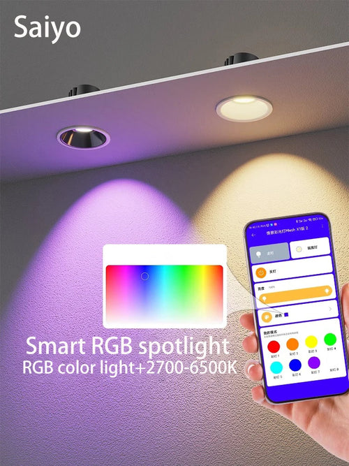 spot intelligent encastrable rond xiaomi mijia led rgb tuya zigbee - vue 2 sur 9