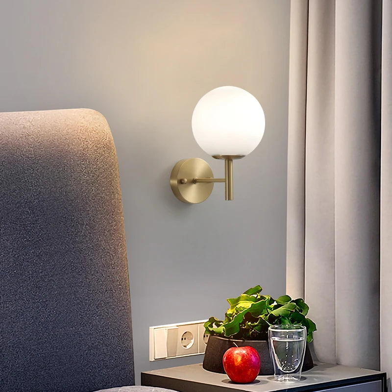 Moderne LED verre luxe applique salon toile de fond lumière chambre lampe de chevet minimaliste Restaurant couloir allée applique murale