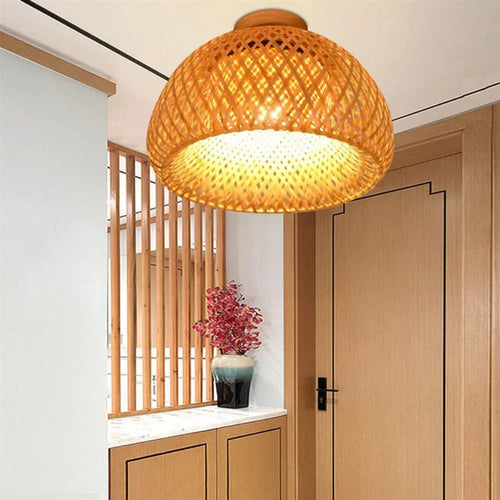 30 rotin osier plafonnier suspension abat-jour maison chambre décor Lustre bambou bois Art suspendu Lustre Luminaire - vue 6 sur 7