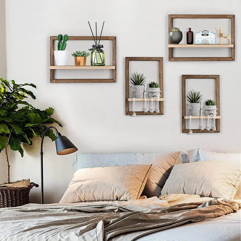 étagères murales flottantes en bois pour rangement décoratif