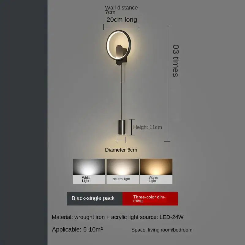 Nordic minimalist living room background wall light, modern creative corridor hallway light, bedroom bedside decorative light - vue 9 sur 13