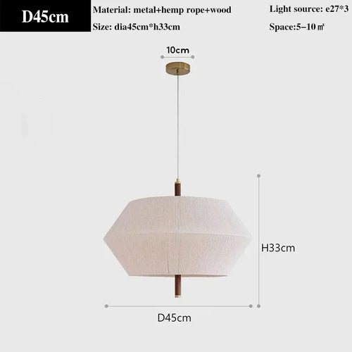 suspension en corde de chanvre et bois massif design wabi-sabi - vue 10 sur 9