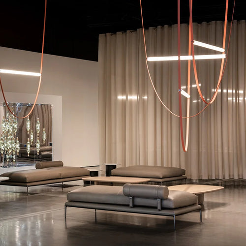 lustre design italien avec lampe à led tube - vue 4 sur 14