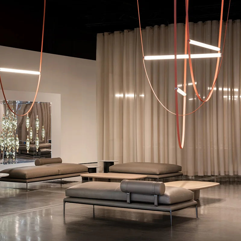 lustre design italien avec lampe à led tube - vue 3 sur 14