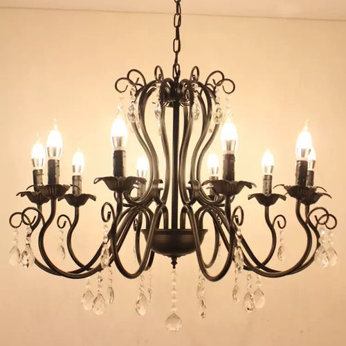 lampe à bougie en fer et cristal de luxe pour décoration intérieure - vue 11 sur 12