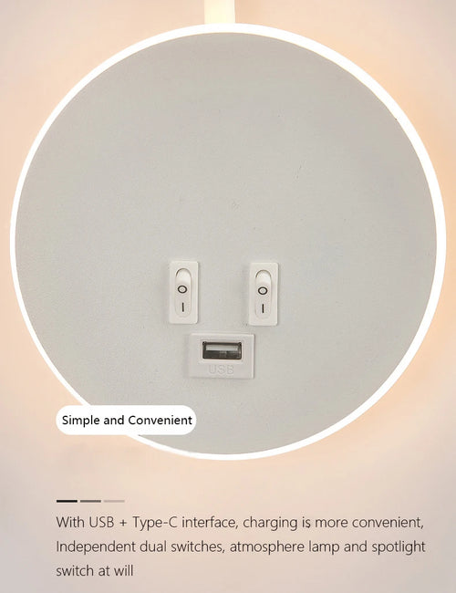 applique murale led moderne avec ports usb et interrupteur