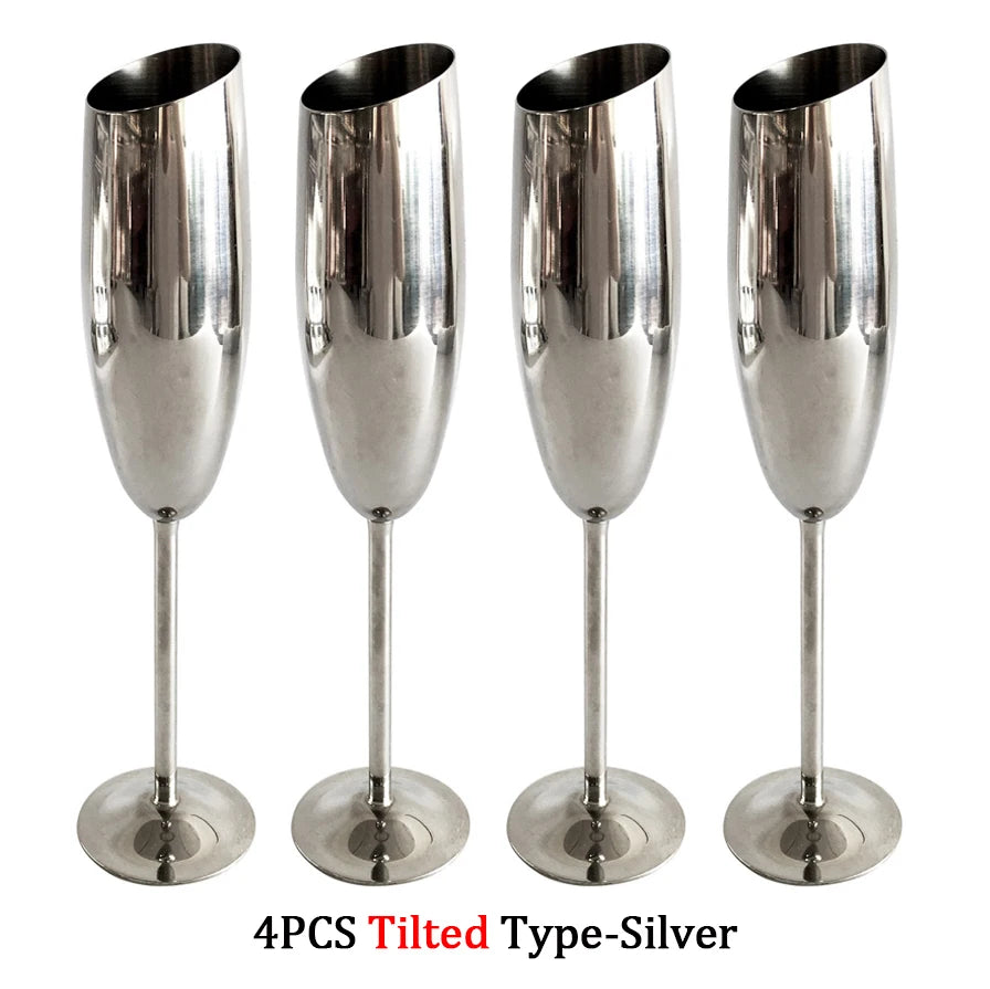 Verre champagne inox 304 effet texturé festif élégant