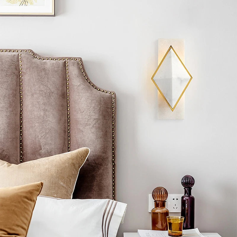 applique murale losange en marbre style célébrité led moderne - vue 4 sur 18