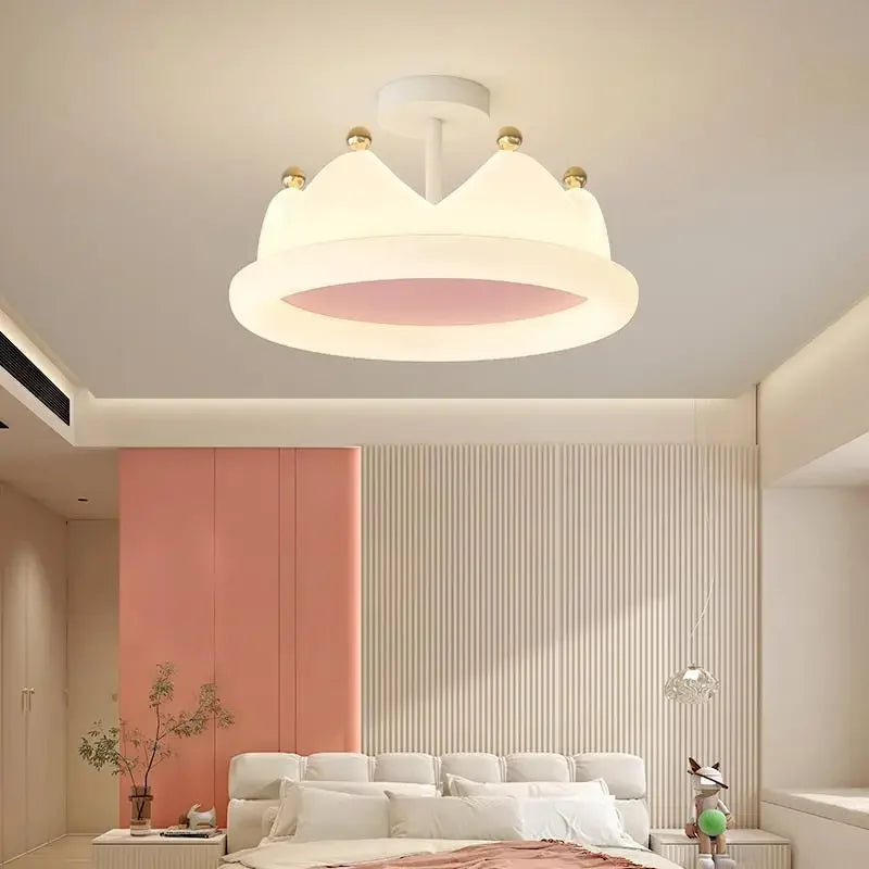 plafonnier créatif couronne led protection des yeux romantique pour enfants
