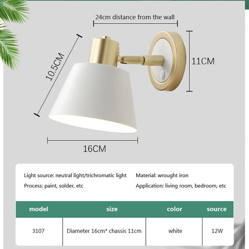 applique murale led bouton interrupteur - vue 6 sur 8