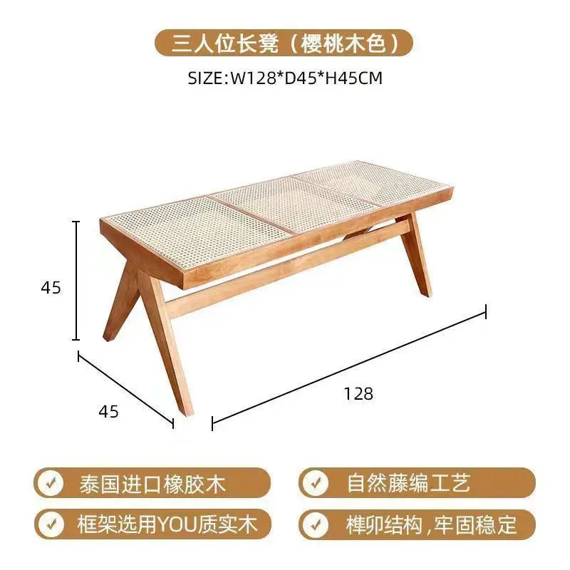 banc en rotin tressé style japonais ancien pour petit espace - vue 15 sur 18