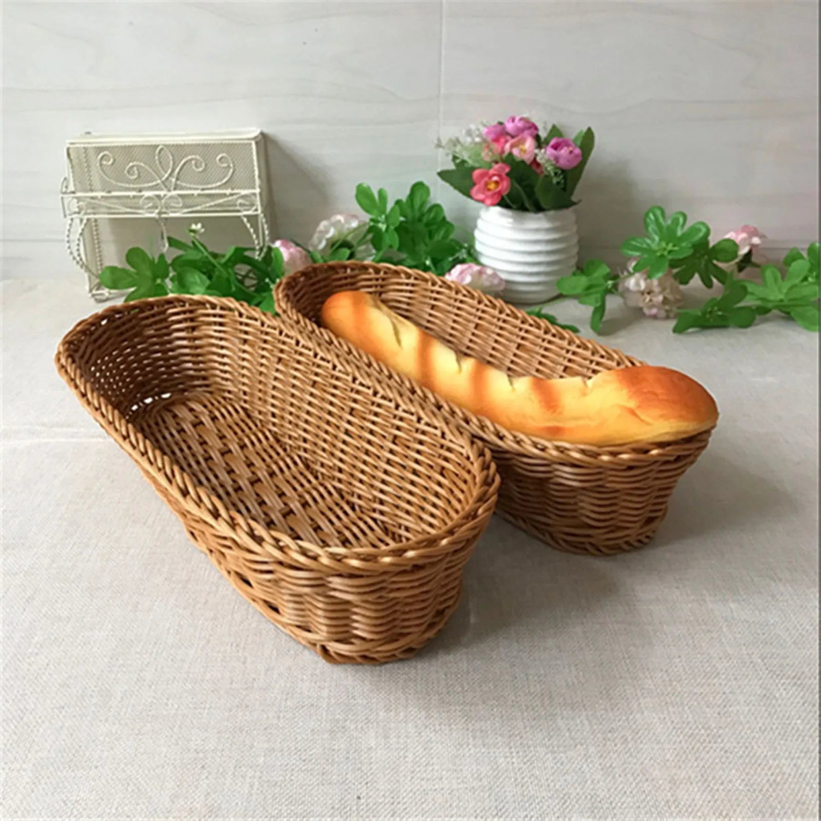 paniers ovales imitation rotin pour fruits et légumes de grande capacité - vue 2 sur 8