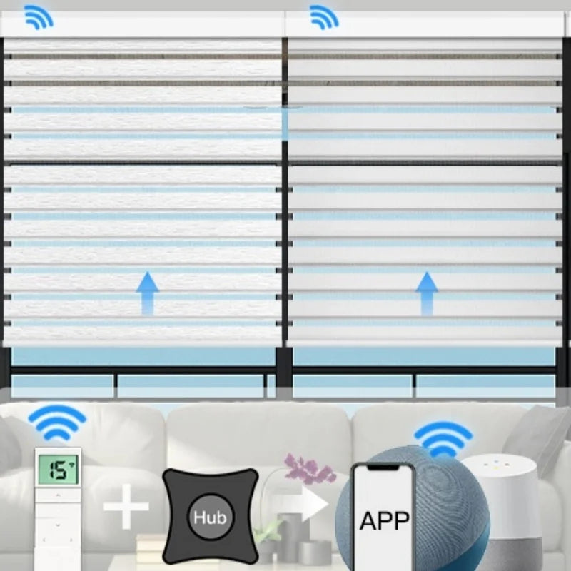 Store enrouleur zébré motorisé connecté wifi jour nuit - vue 7 sur 8