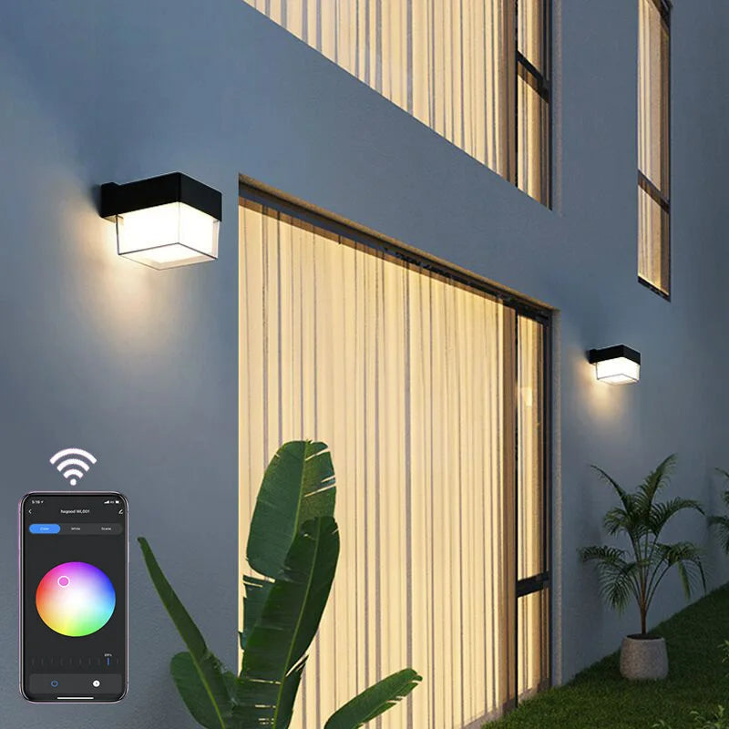 applique murale led extérieure wi-fi étanche double abat-jour aluminium acrylique - vue 10 sur 15