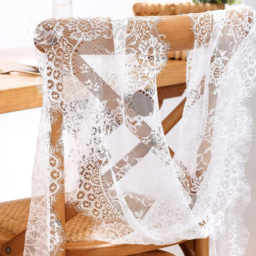 Chemin de table dentelle blanche florale style boheme
