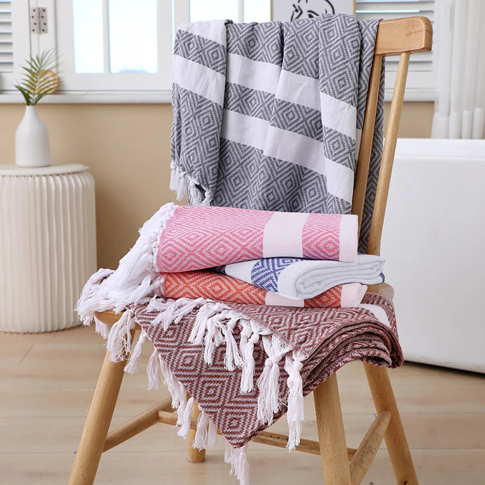 serviette de plage turque coton motifs ethniques polyvalente - vue 2 sur 7