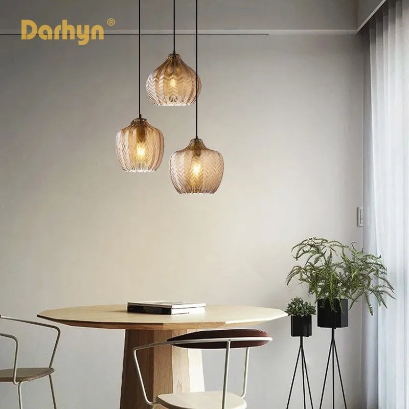 Lampe led suspendue verre design moderne - vue 4 sur 14