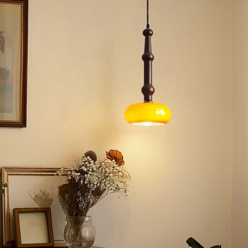 suspension en bois d'hévéa et verre pour intérieur moderne - vue 3 sur 10