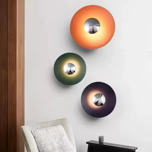 applique murale led ronde en métal diverses teintes éclairage polyvalent - vue 2 sur 12