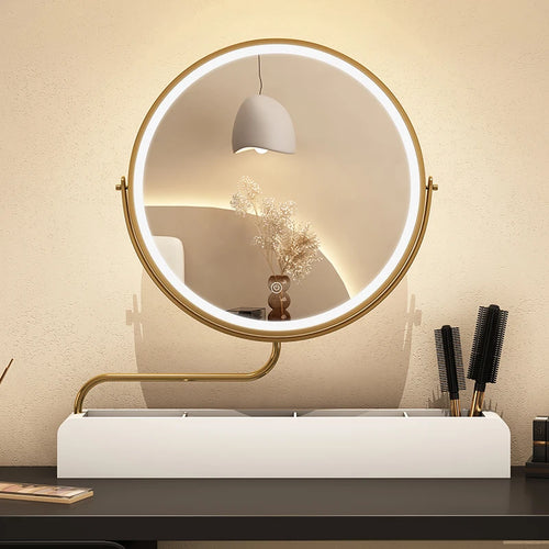miroir décoratif à led rétro en bois pour maquillage - vue 2 sur 11