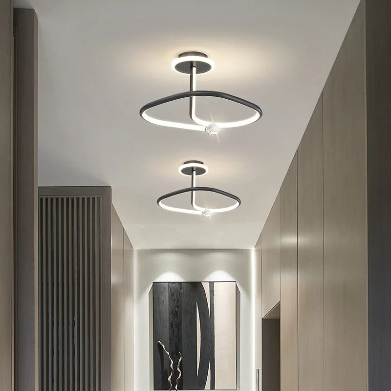 Plafonnier rond avec boule en cristal à LED - vue 3 sur 18