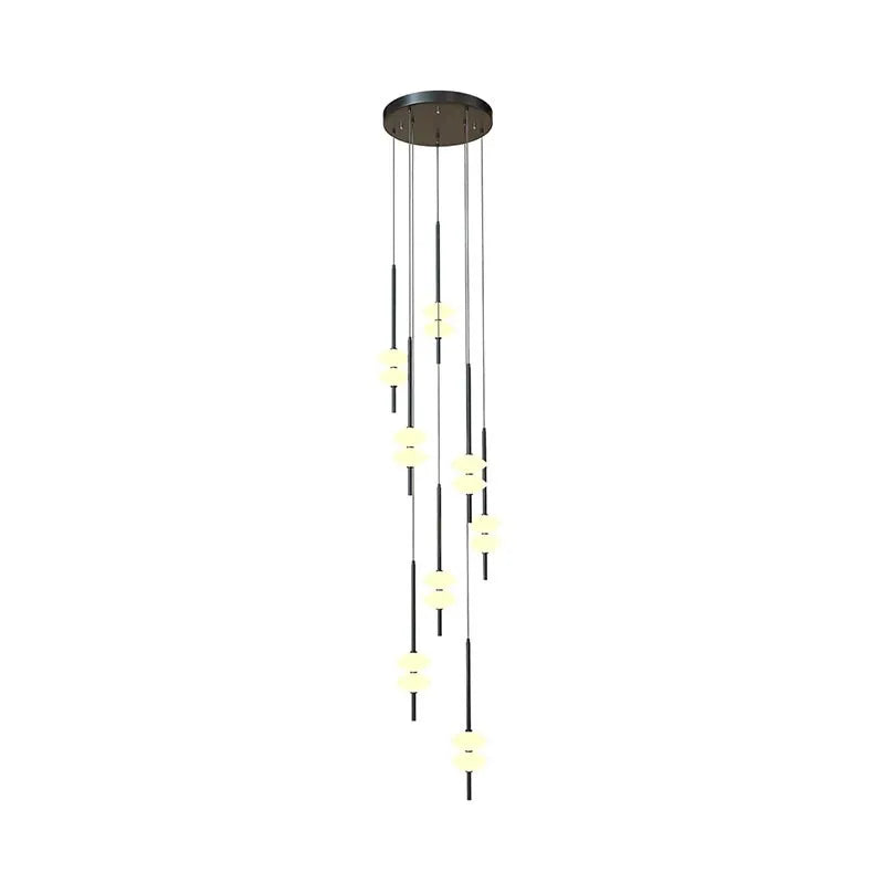 Nordic Staircase Long Chandelier Villa Duplex Chandelier Modern Light Luxury Conical Acrylic Design, 2023 New Pendant Light - vue 7 sur 12